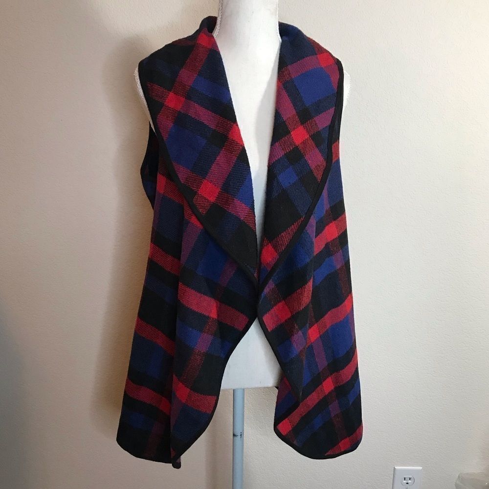 Flannel flowy vest‎